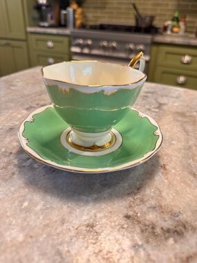 Royal Albert Green and Gold Bone China Cup & Saucer